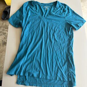 Eddie Bauer Women’s Small Blue T Shirt V Neck